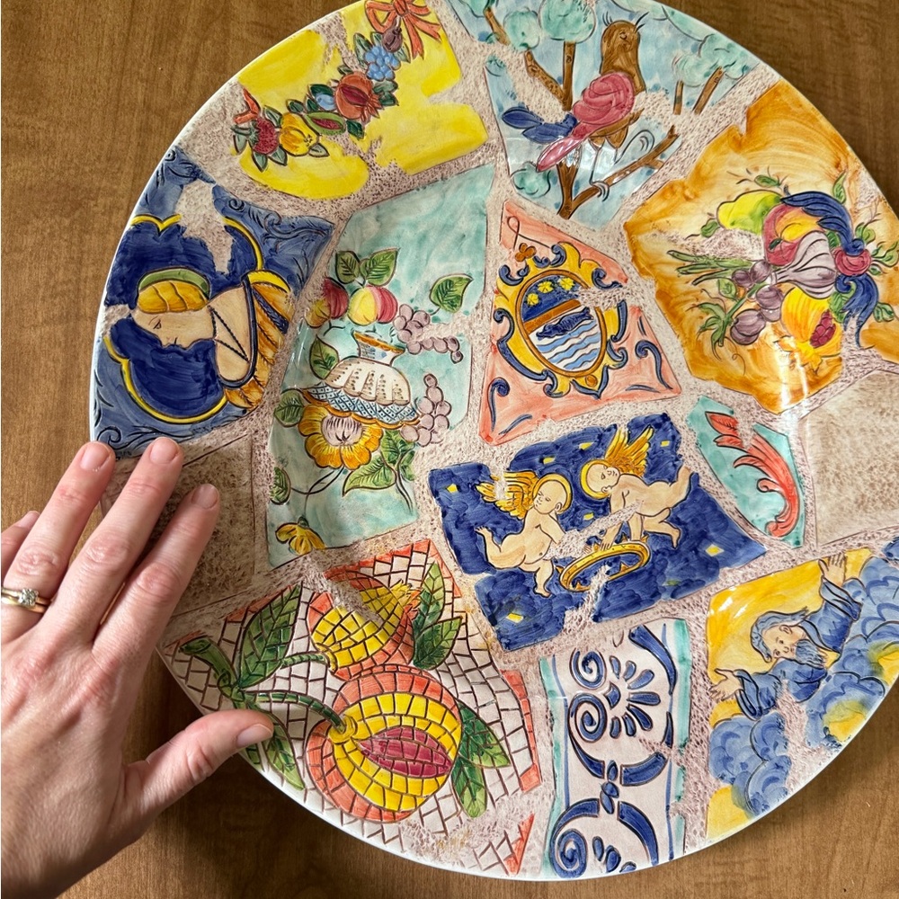 *RARE* Vietri Hand Painted Mosaic Decorative Plate Made in Italy - Picture 2 of 8